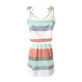 thumbnail image 6 of Cyber&Monday Deals Beach Dresses for Women Casual Summer, Women V Neck Sleeveless Midi Dress Lace-Up Waist Drawstring Casual Dress Spaghetti Strap Striped Splicing Sling Dress, 6 of 6