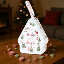 KOYPTL Christmas Cookie Tins with Lids Christmas Tree Shape Metal Cookie Containers Xmas Candy Storage Boxes for Storing Chocolate Biscuits Xmas Gifts Holiday Treat Birthday Party Supplies