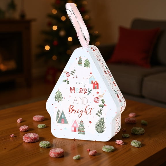 KOYPTL Christmas Cookie Tins with Lids Christmas Tree Shape Metal Cookie Containers Xmas Candy Storage Boxes for Storing Chocolate Biscuits Xmas Gifts Holiday Treat Birthday Party Supplies