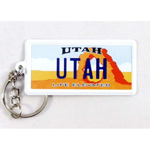 Utah License Plate Aluminum Ultra-Slim Rectangular Souvenir Keychain