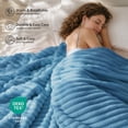 thumbnail image 4 of SoComfy by Bedelite Light Blue Blanket for Couch & Bed, 300GSM Soft & Warm Fleece Blanket, Decorative and Giftable Striped Blankets for Women, Men, 4 of 8
