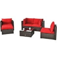thumbnail image 1 of Patiojoy 6PCS Rattan Patio Furniture Set Cushioned Sofa Chair Ottoman Red, 1 of 10
