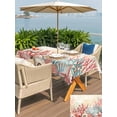 thumbnail image 4 of Outdoor Tablecloth with Umbrella Hole and Zipper, Red Coral Coastal Rectangle Table Cloth 52x70 Inch Waterproof Tablecloth, Summer Beach Ocean Shells Starfish Turtle Picnic Table Cover for Patio, 4 of 7