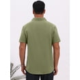 thumbnail image 3 of DARING DIVA Men's Linen Chest Pocket Short Sleeve Casual Hawaiian Shirts M Olive Green, 3 of 7