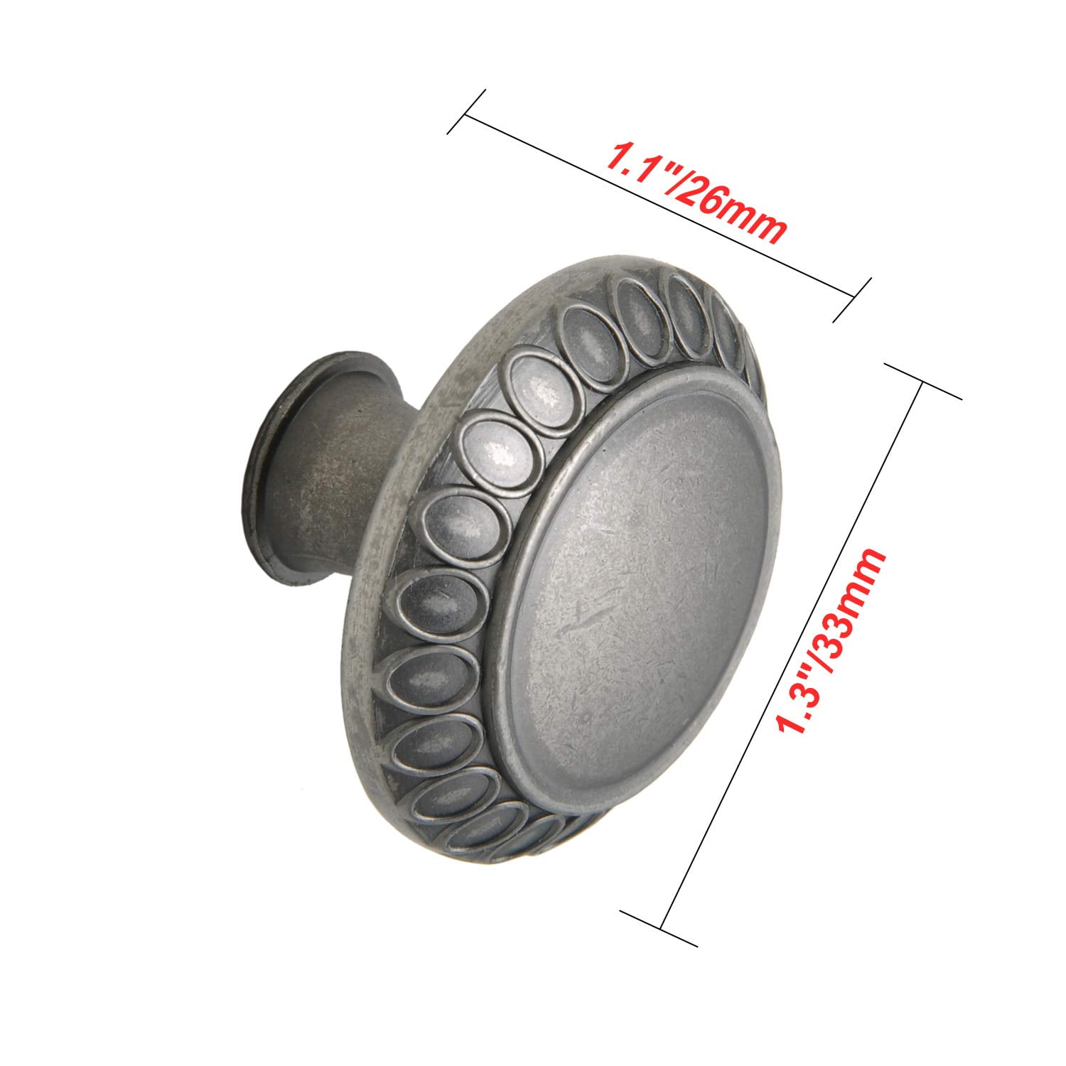 Utopia Alley 10pcs Barnet Cabinet Ring Pull Knob - Decorative Cabinet Drop Pull Knobs for Cabinets and Drawers - Vintage Cabinet Hardware with Hand Finished Pewter - Metal Drawer Pull Knobs 1.3"
