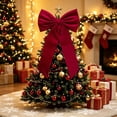thumbnail image 5 of Large Velvet Bow, Christmas Tree Topper Holiday Wreath Decor, Big Ribbon Bow Ornament For Party Front Door Home Decoration Wine Free Size, 5 of 7