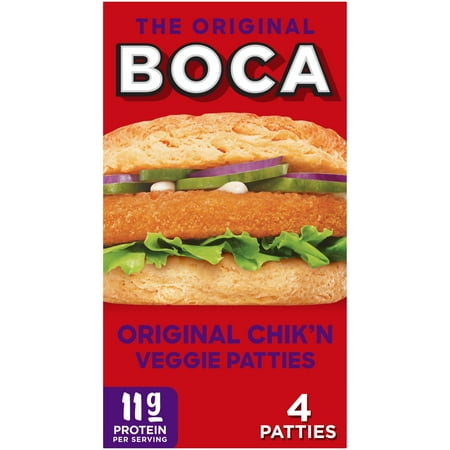 BOCA Original Vegan Chik'n Veggie Patties, 4 Ct Box, 10 oz