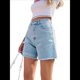thumbnail image 1 of Pantalones Cortos Vaqueros para Mujer, Informales, de Verano, de Cintura Media, Deshilachados, Elásticos y Rotos. Azul y S, 1 of 10