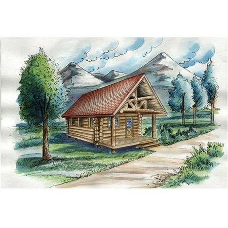 001-1020: Log Cabin 1 Bed, 0 Bath Luxury Home Plan, 395 Sq Ft: Full Blueprints with License to Build by Home Plan Marketplace - Lesuto