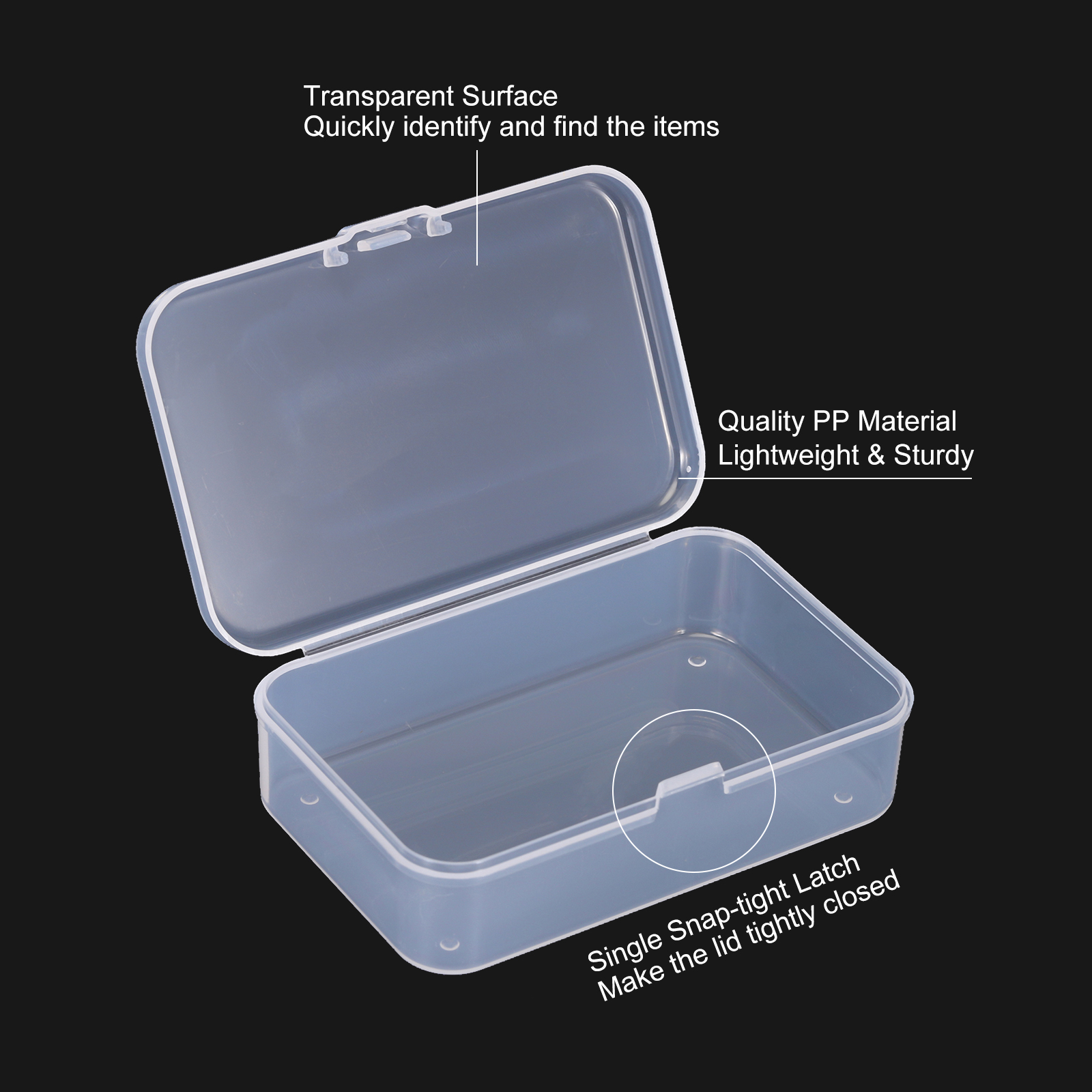 Unique Bargains Storage Box with Hinged Lid Plastic Stackable Organizer 3.3x2.2x1