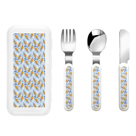 

Cauagu Cute Sloth Print 3-Pieces Toddler Cutlery Set Kids Silverware Set with Spoons Forks & Knife Stainless Steel Utensils for Kids Dishwasher Safe