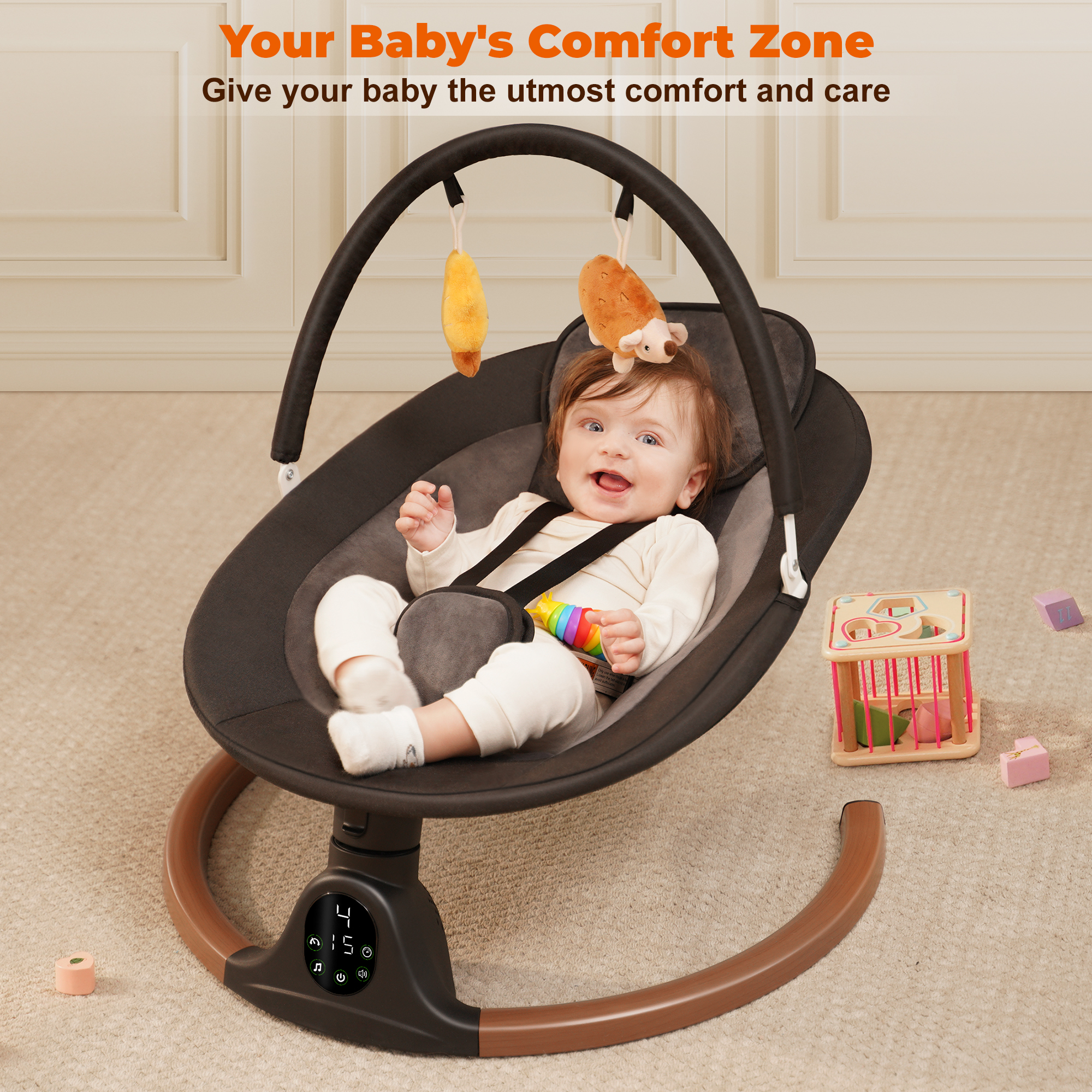 Babyeap Electric Baby Swing with Remote, Black photo 5