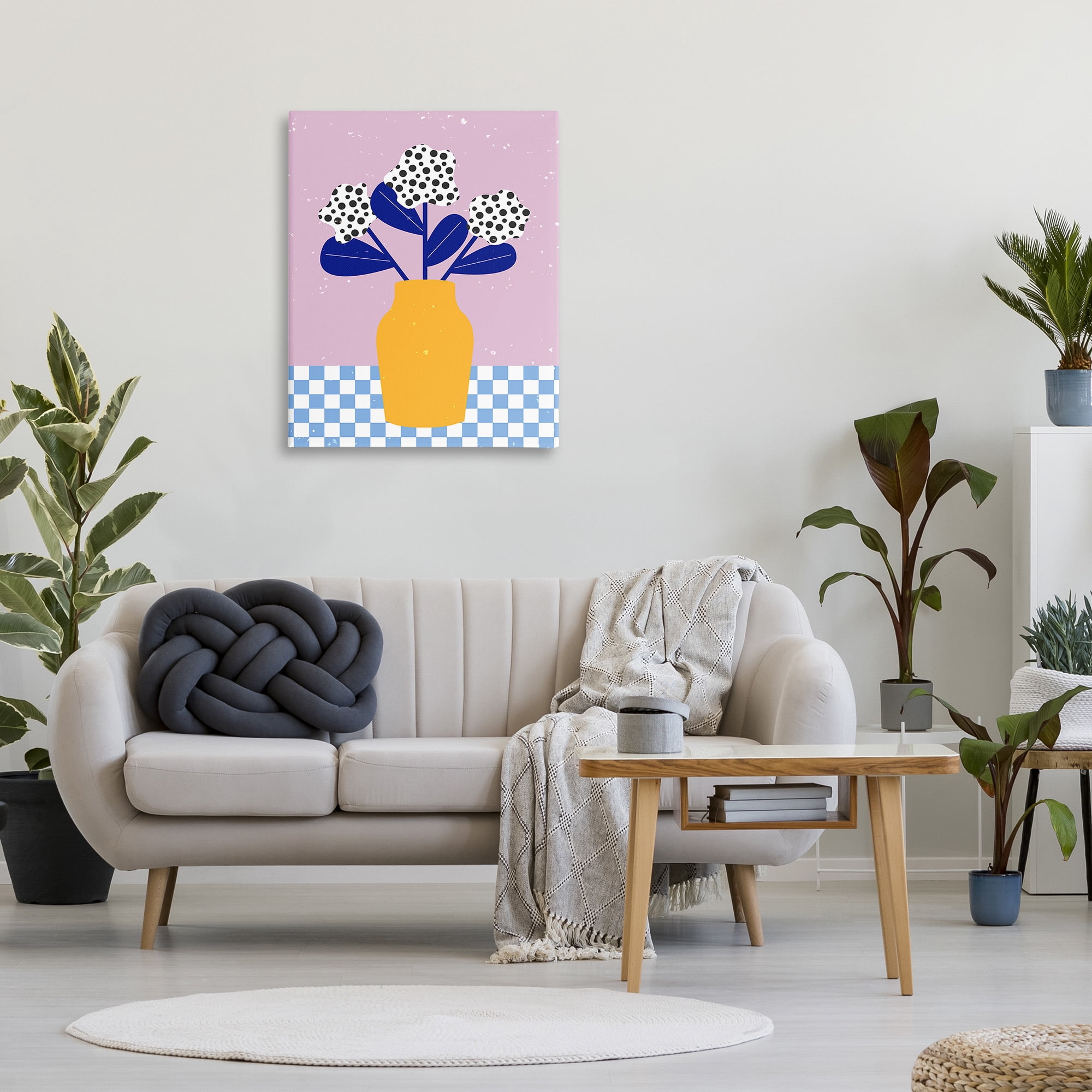Stupell Industries Modern Polka Dot Plants Botanical & Floral Painting Gallery Wrapped Canvas Art Print Wall Art, 30 x 40