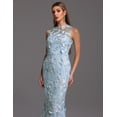 thumbnail image 4 of Vestido BELLA BARNETT azul sin mangas con flores bordadas y encaje, 4 of 5