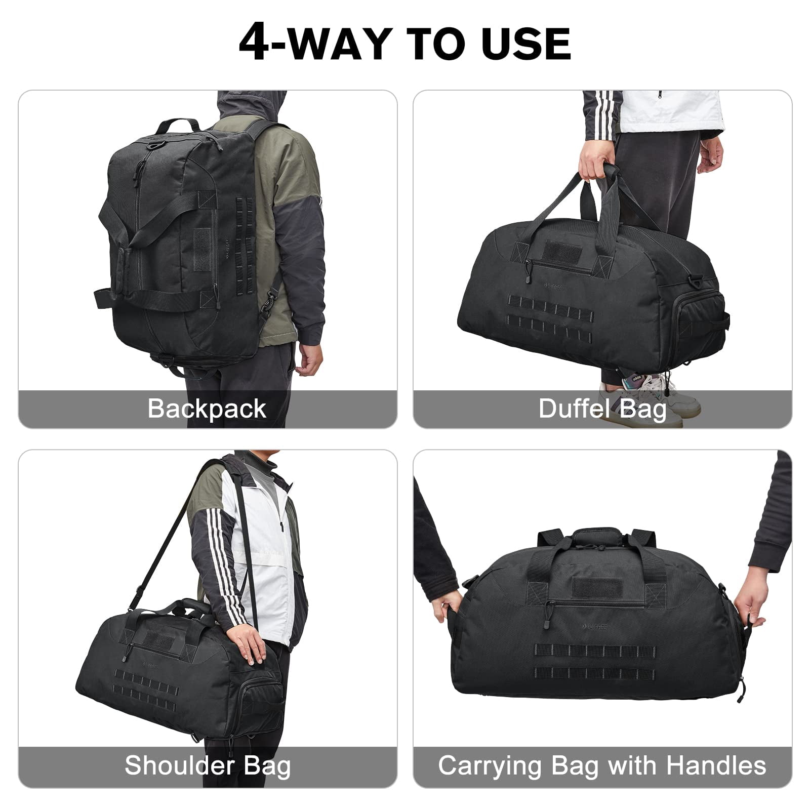 G4Free 70L Large Sports Duffle Bag for Men Gym Travel Backpack with Shoes Compartment Convertible Duffel Backpack