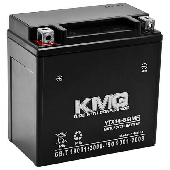 KMG Battery Compatible with Suzuki 400 LT-A400 King Quad 2009-2012 YTX14-BS Sealed Maintenance Free Battery High Performance 12V SMF OEM Replacement Powersport Motorcycle ATV Scooter Snowmobile