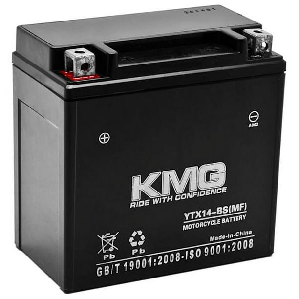 KMG Batterie Compatible avec Hyosung 250 GT250 R 2009-2012 YTX14-BS Batterie Étanche Sans Entretien Haute Performance 12V SMF OEM Remplacement Moto Moto ATV Scooter Motoneige