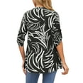 thumbnail image 3 of INSPIRE CHIC Womens Roll Up 3/4 Sleeve Tops V Neck Floral Print Shirts Dressy Casual Work Tunic Blouses S Black, 3 of 5