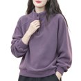 thumbnail image 2 of Stralyhd Womens Sweatshirt Oversized Long Sleeve Mock Neck Sweaters 2026 Winter Casual Fashion Pullover Tops Comfort Loose Fit Outfits Clothes Basic Lounge Wear Purple 5XL, 2 of 4