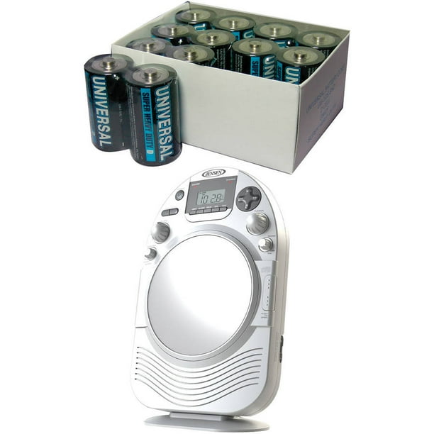 Jensen JCR525 AM/FM Stereo Shower Radio with CD, Includes 24 C