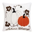 thumbnail image 2 of AURIGATE Pumpkin Pillow Cover, 17.7 in Canvas Living Room Sofa Festival Bow Decoration Cushion Case for Halloween Thanksgiving Home Decor, 2 of 8