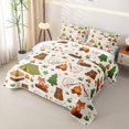 thumbnail image 3 of Manfei Cartoon Bear Fox Quilt Full 3-Piece,Happy Camping Full Bedspread Sets,Cream Green,1 Coverlet and 2 Pillowcases, 3 of 7