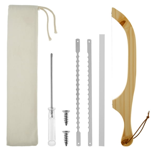 Bread Bow Cutter Serrated Bagel Cutter with Wood Handle Practical Sourdough Bread Slicer Multifunctional Bread Cutter Slicer Reusable Bread Slicer for Home Baking