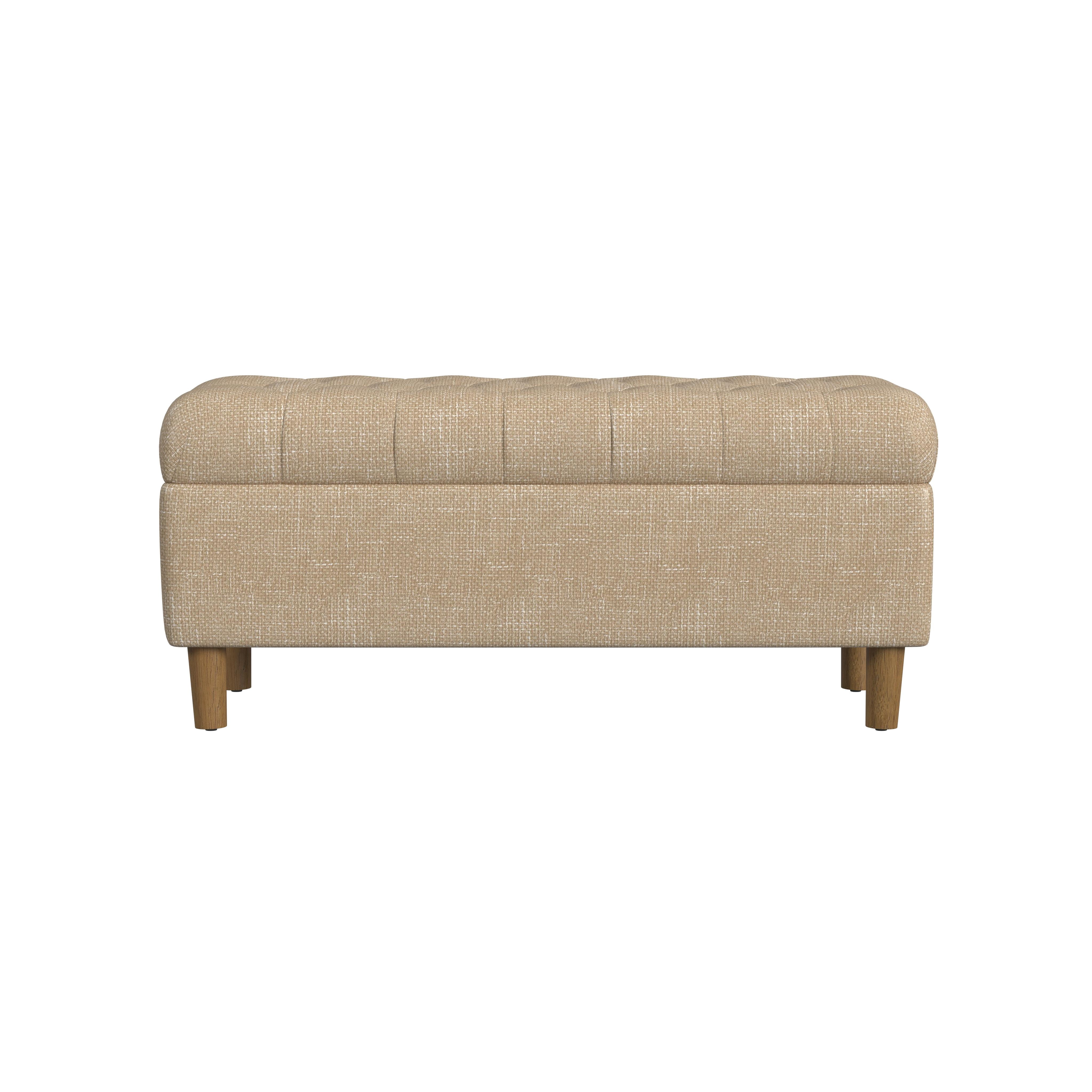 HomePop Button Tufted Storage Bench, 40"W x 18"D x 18"H, Light Tan