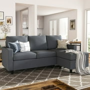 HONBAY Reversible Sectional Sofa L-Shaped Couch for Apartment, Bluish Gray