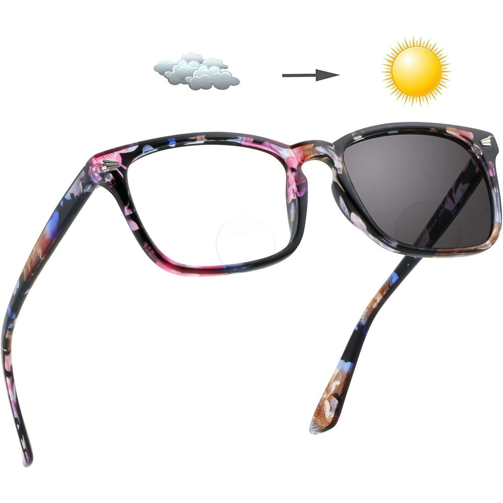 LifeArt Bifocal Reading Glasses, Transition Photochromic Dark Grey