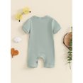 thumbnail image 4 of Caoirhny Newborn Baby Short Sleeve Romper Knit Ribbed Solid Color Cotton Jumpsuits One Piece O-Neck Button Pajamas Playsuit, 4 of 8