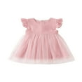 thumbnail image 1 of PENGXIANG Bébé Fille Maille Robe Manches Courtes Cou Nacré A-Doublé Midi, 1 of 9
