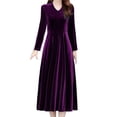 thumbnail image 1 of Vestido Midi de fiesta Vintage para mujer, Vestido de manga larga de terciopelo negro burdeos, 3XL, 4XL, 5XL, 6XL, 2024, 1 of 5