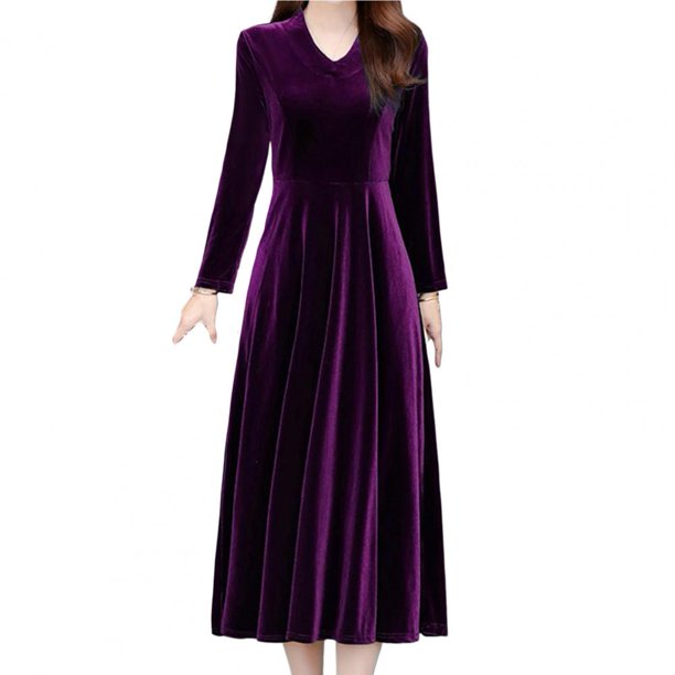 Vestido Midi de fiesta Vintage para mujer, Vestido de manga larga de terciopelo negro burdeos, 3XL, 4XL, 5XL, 6XL, 2024