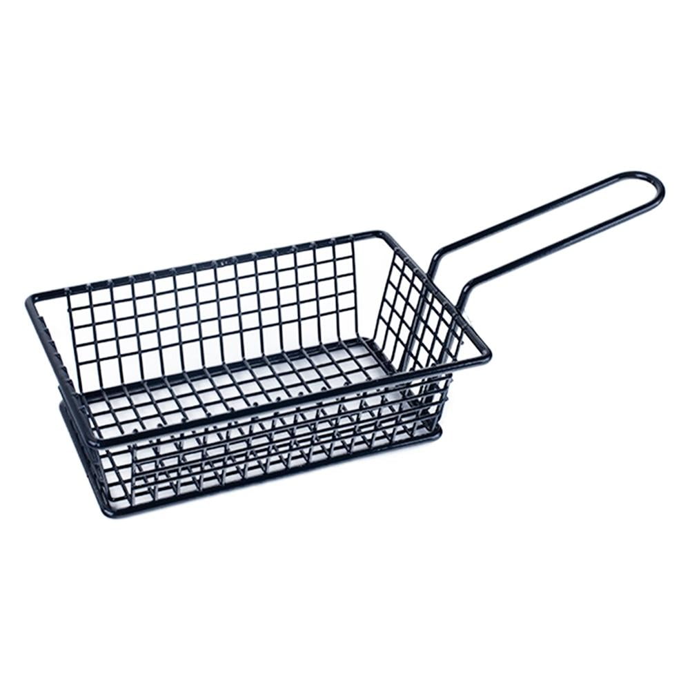 Stainless Steel Deep Fry Basket, Square Mesh Net Strainer Basket with Long Handle, Wire Mesh