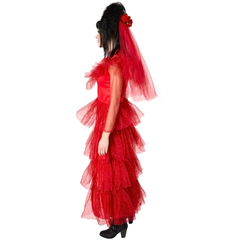 fitted lace wedding dress Beetlejuice, Lydia Bride Long Dress Costume – Smiffys main image 1