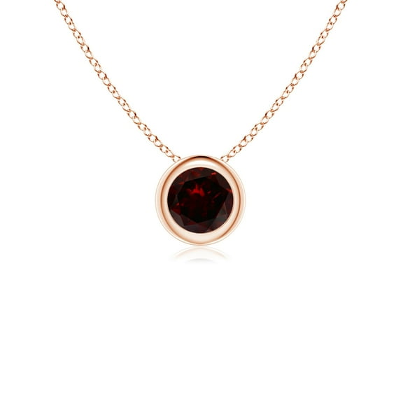 ANGARA Natural Bezel-Set Round Garnet Solitaire Pendant in 14K Rose Gold for Women (Size-4mm) | January Birthstone, Birthday, Anniversary, Jewelry Gift for Women | Natural Garnet Necklace