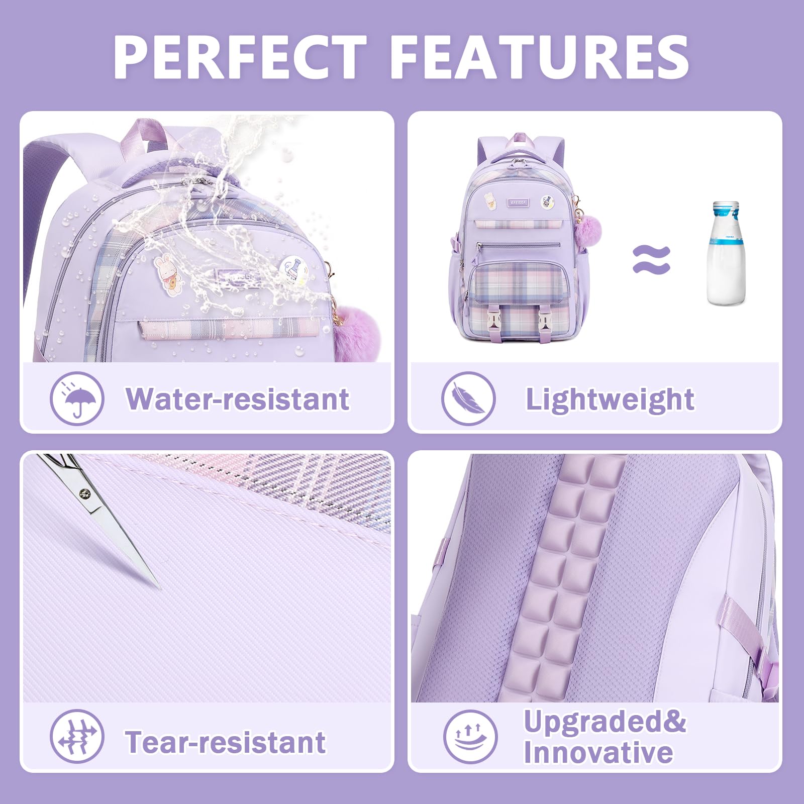 Soda Candy Ergonomic School Backpack, Purple photo 3
