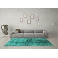 thumbnail image 3 of Ahgly Company Machine Washable Indoor Rectangle Oriental Turquoise Blue Industrial Area Rugs, 5' x 7', 3 of 4