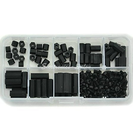 M3 Nylon Screw Black Hex Screw Nut Nylon PCB Standoff Assortment Kit 250pcs - CRCibern&eacute;tica