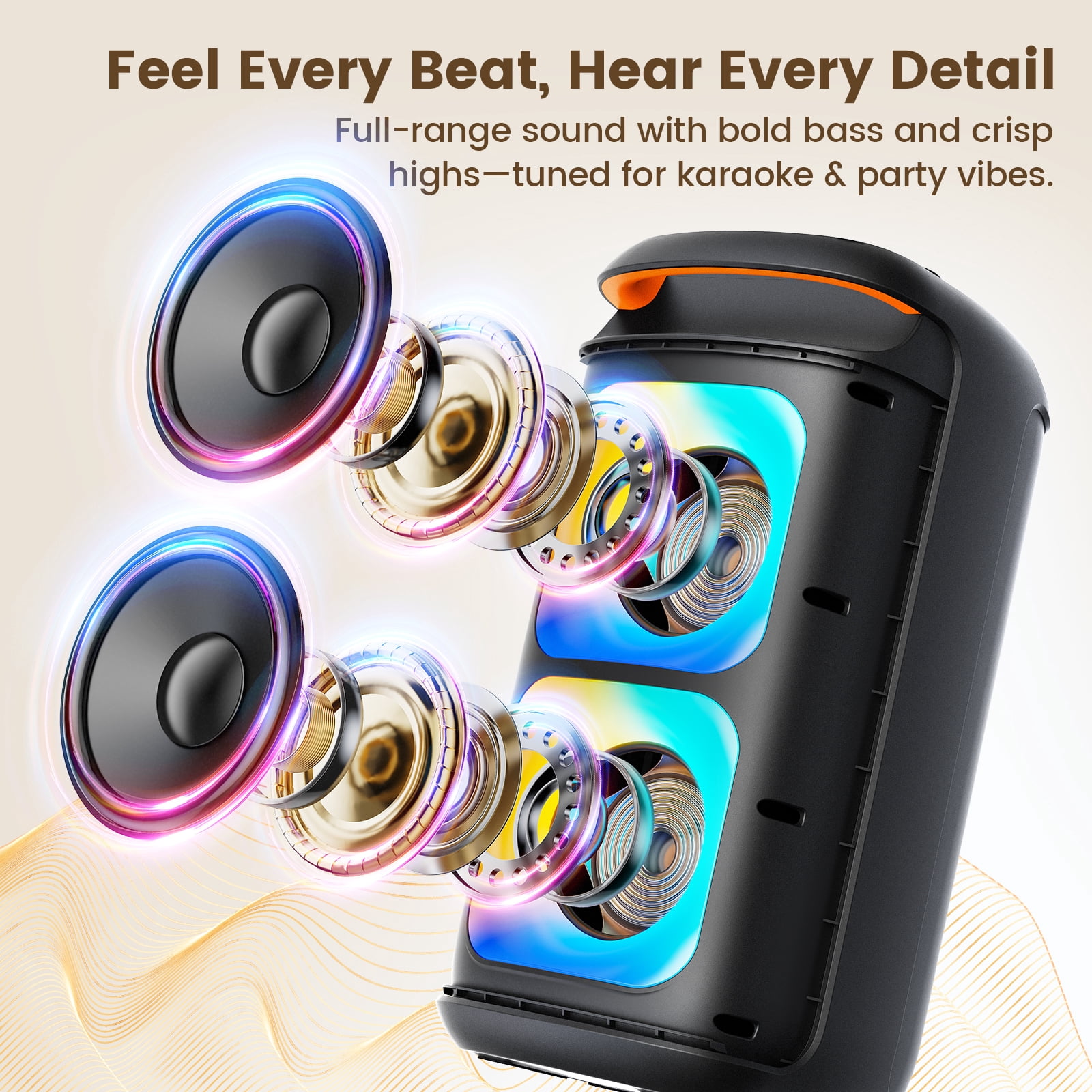 JYX Party Speaker, Portable Bluetooth Speaker for Outdoor with Rgb Light, Deep Bass Loud System , T37-T
