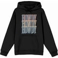 thumbnail image 4 of Western Howdy Repeat Text Long Sleeve Adult Hooded Sweatshirt-Medium-Black, 4 of 6