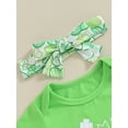 thumbnail image 6 of Bslissey Baby Girls Shorts Set Short Sleeve Letter Print T-Shirt + Shamrock Print Ruffle Shorts + Headband Infant Sweet 3Pcs Outfits for Ireland Festivals 3M 6M 12M 18M, 6 of 9