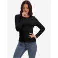 thumbnail image 5 of Womens Pullover Long Sleeve Crewneck Shirts Ribbed Knit Slim Fitted Casual Jumper Tops, 5 of 6