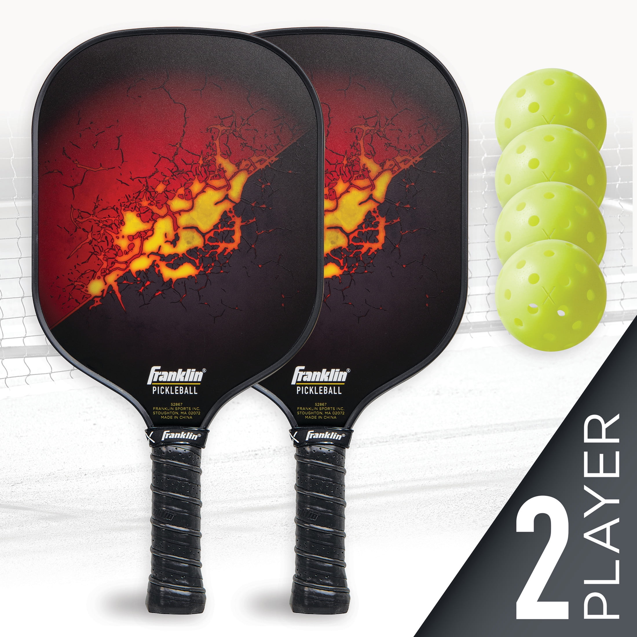 Franklin Sports Pickleball Paddles Pickle Ball Set with 2 Paddles + (4) X-40 Balls ,Yellow