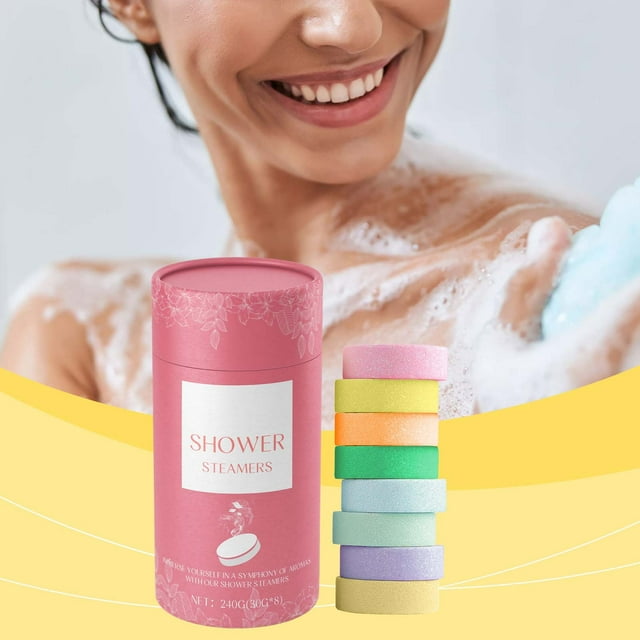 Fiudx Vaporizadores de Ducha con Aromaterapia, Paquete de 8 Bombas de Baño con Aceites Esenciales, Experiencia de Spa para Aliviar El Estrés, Ideales para Viajes, Ingredientes Naturales, Set de Regal
