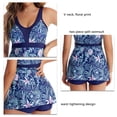 thumbnail image 5 of Women's Swimwear V Neck Floral Print Soft Breathable Two Piece Split Tanktop with Boyshorts Swimming Suits Orchid L, 5 of 8