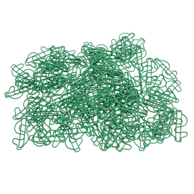 Special Shaped Paper Clips, Compact Green Skid Resistance Smoothly Lovely Reliable Multipurpose Dollar Shape 100pcs Mini Paper Clips For Dormitory For Office