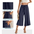 thumbnail image 5 of GILIGEGE Womens Capri Pants Flowy Loose Wide Leg Pant Drawstring Comfy Lounge Pajama Capris Sweatpants Summer Beach Casual Trousers High Waist Adjustable Knot Business Work Casual Pants Navy, 5 of 8