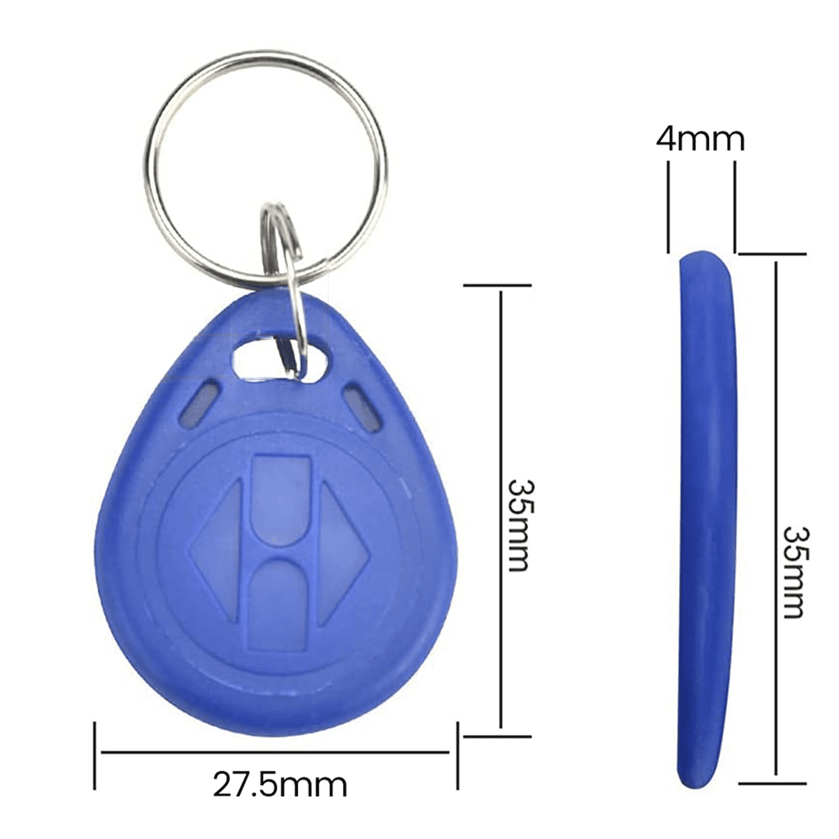 100 Portachiavi RFID 125 KHz - Carte Di Accesso Impermeabili In ABS, Chip EM4100/TK4100, Con Portachiavi - 4